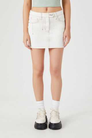 Seamed Denim Mini Skirt