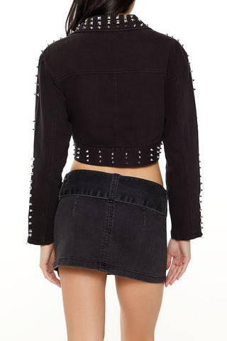 Studded Denim Moto Jacket