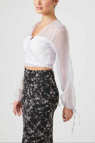 Sheer Organza Wrap Top