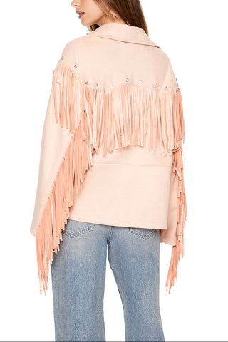 Fringe Faux Suede & Gem Jacket