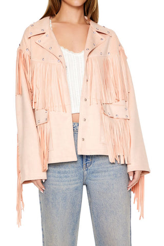 Fringe Faux Suede & Gem Jacket