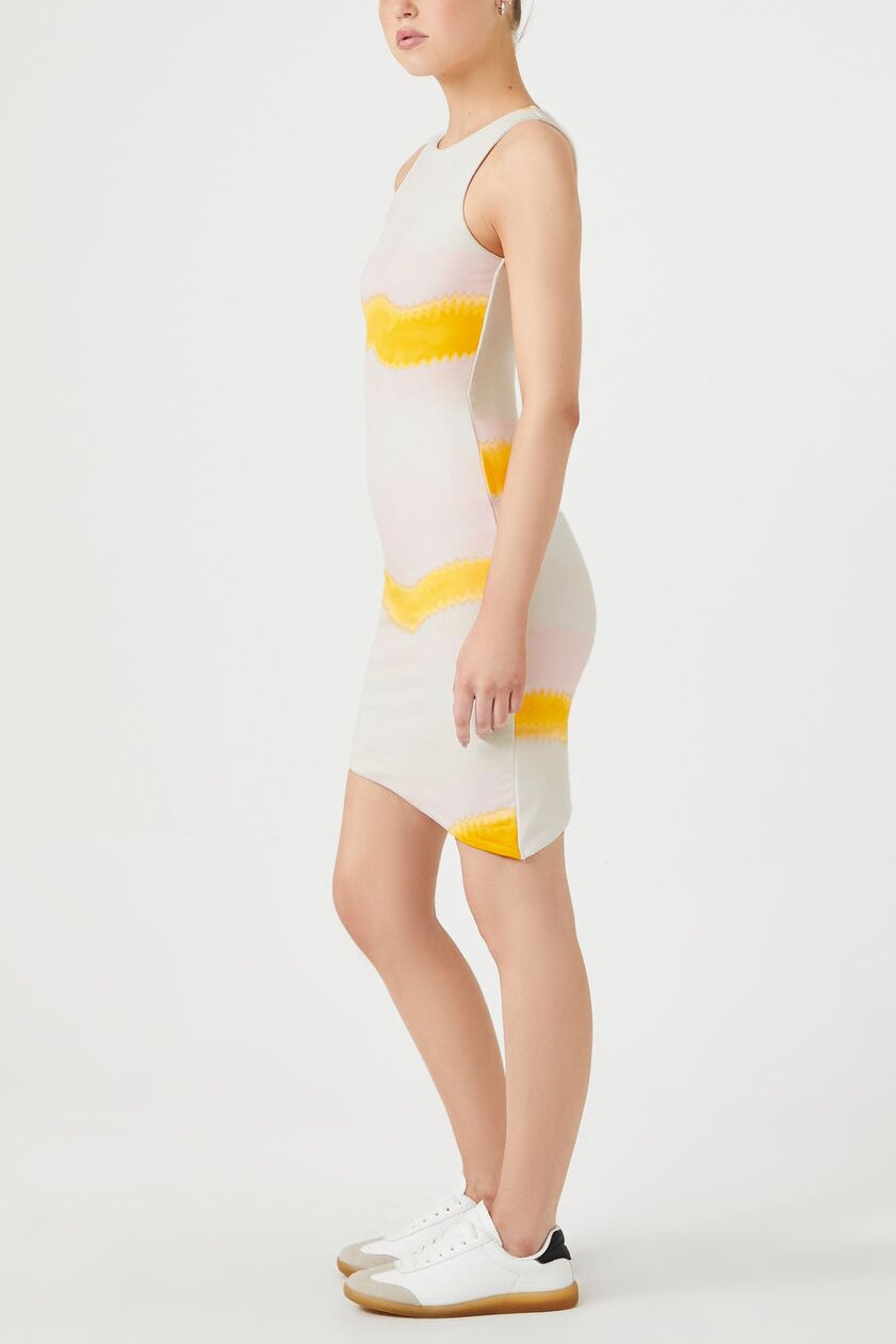  Forever 21 Tie-Dye Striped Mini Dress - yellow-multi-swatch - Bonton