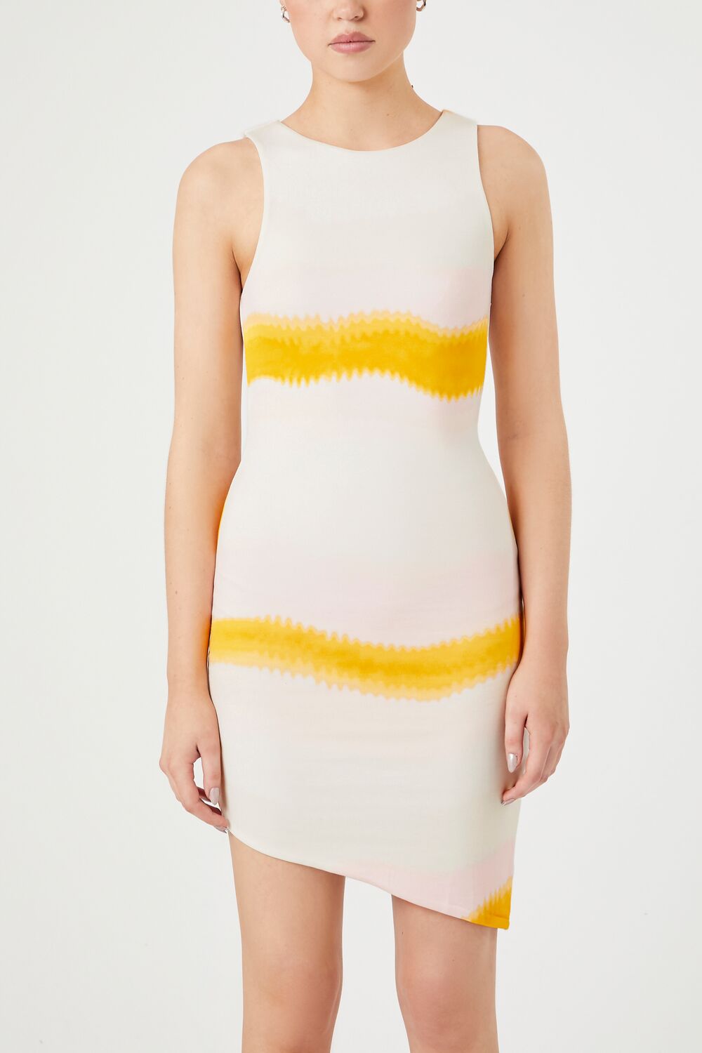  Forever 21 Tie-Dye Striped Mini Dress - yellow-multi-swatch - Bonton