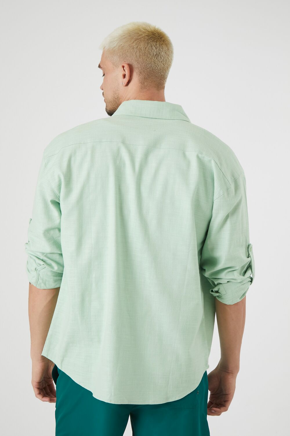  Forever 21 Textured Curved-Hem Shirt - mint - Bonton