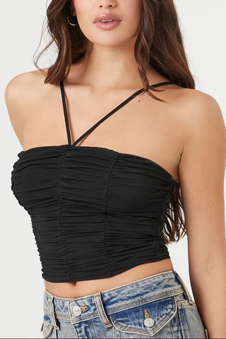 Ruched Mesh Cropped Cami