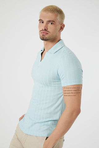 Ribbed Split-Neck Polo Shirt