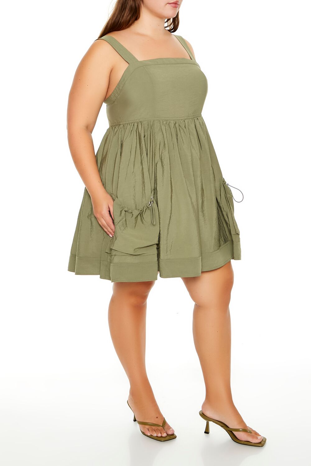  Forever 21 Plus Size Cargo A-Line Mini Dress - oliv - Bonton