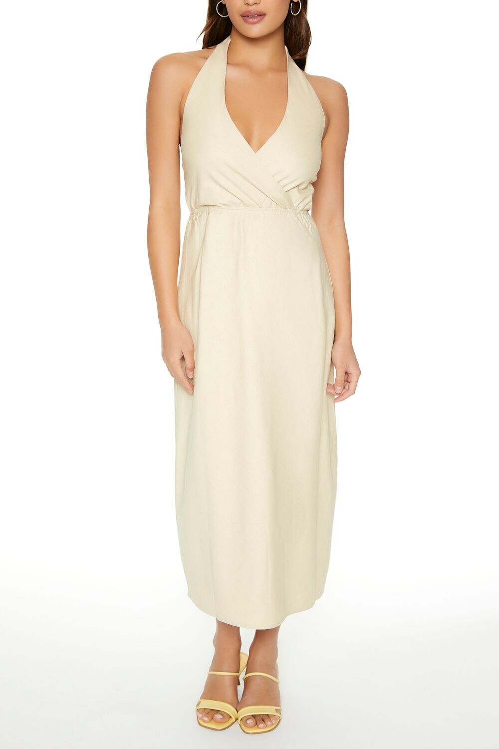  Forever 21 Surplice Halter Maxi Dress - beige-swatch - Bonton
