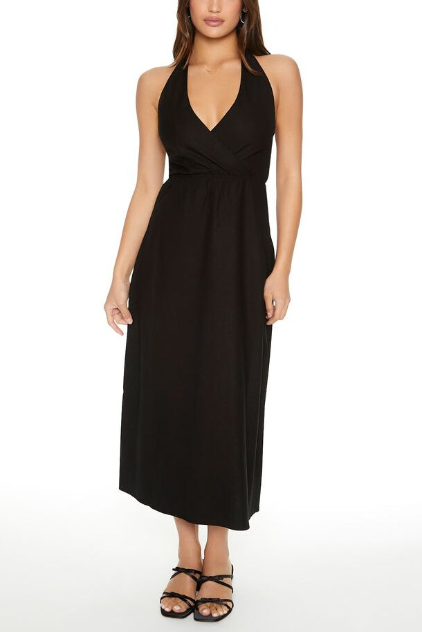  Forever 21 Surplice Halter Maxi Dress - beige-swatch - Bonton