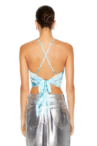 Metallic Burnout Tie-Back Cami
