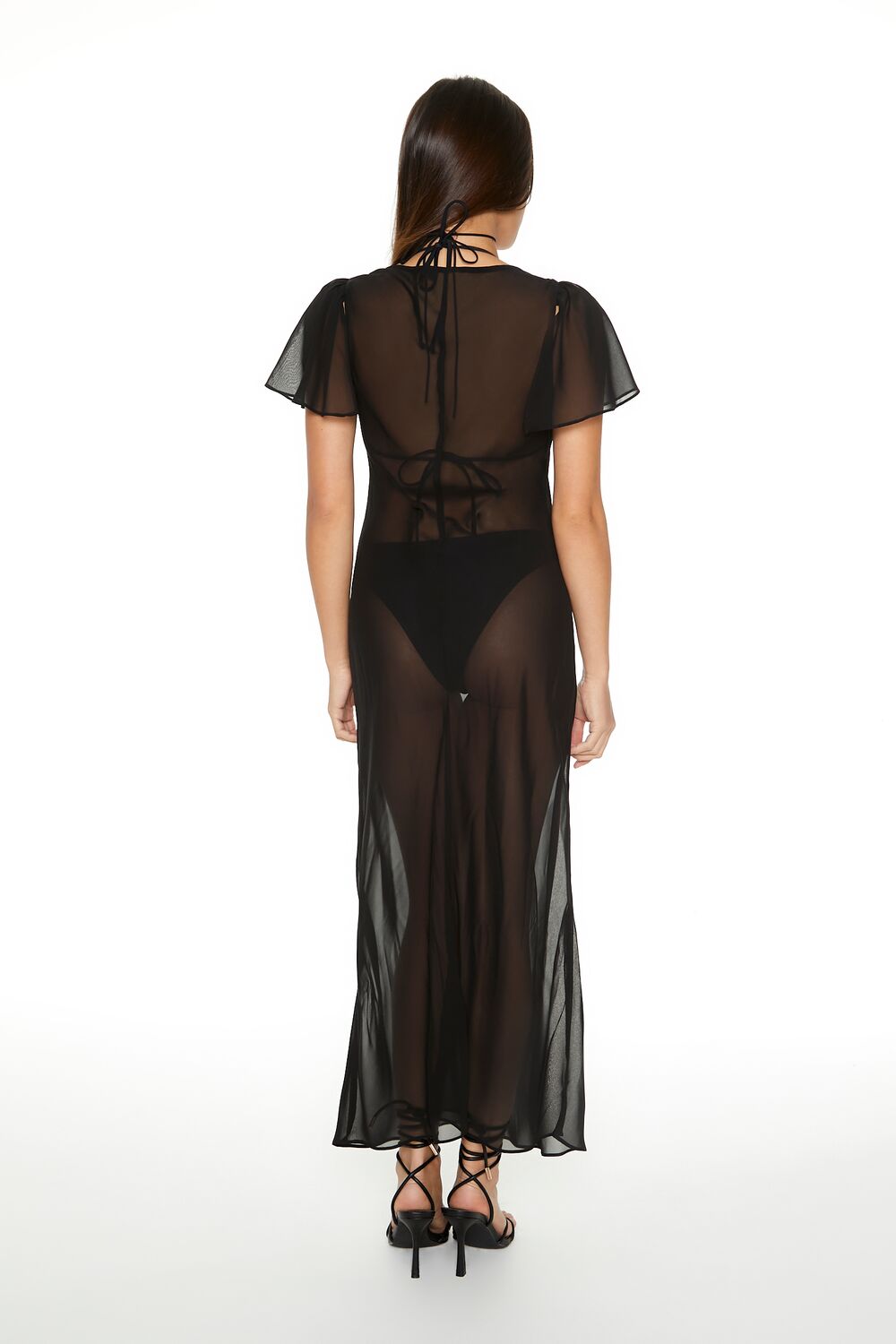  Forever 21 Sheer Chiffon Maxi Dress - black - Bonton