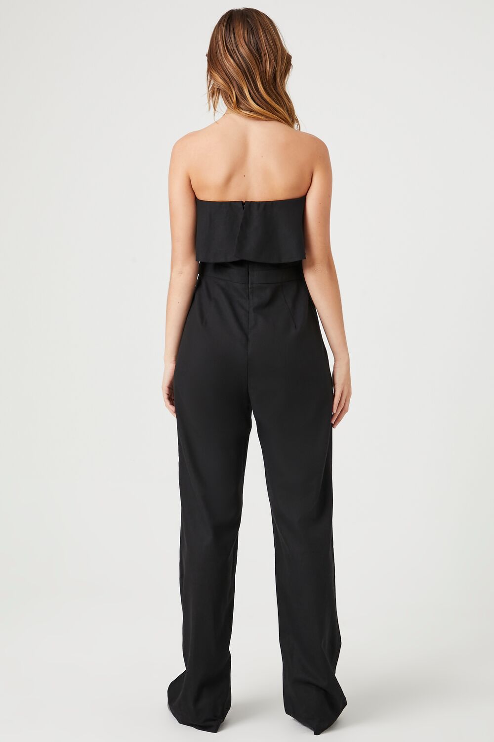  Forever 21 Flounce Wide-Leg Tube Jumpsuit - black - Bonton