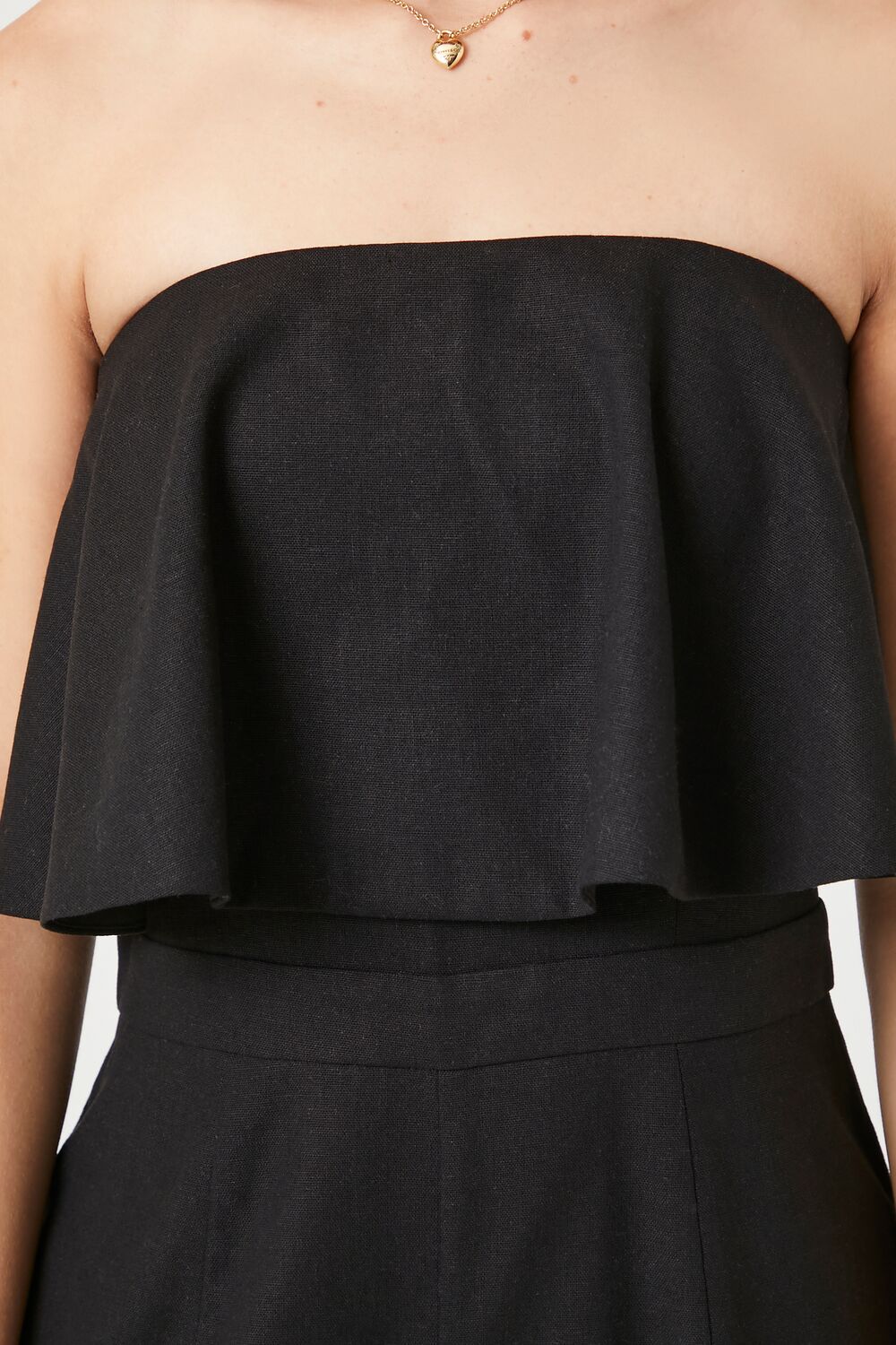  Forever 21 Flounce Wide-Leg Tube Jumpsuit - black - Bonton