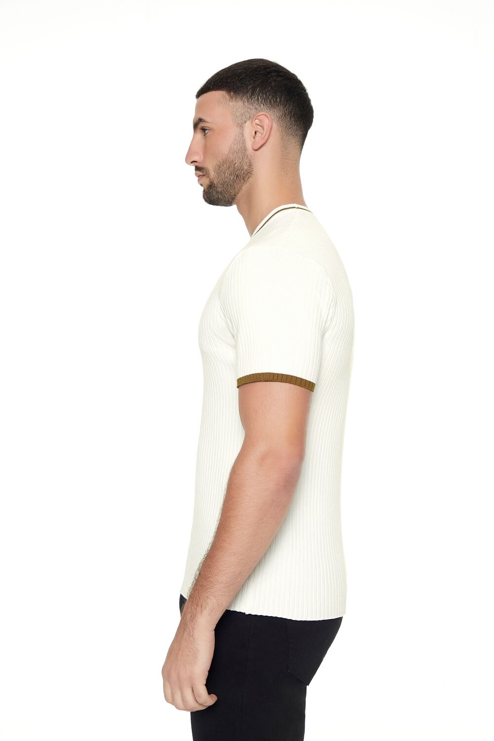  Forever 21 Sweater-Knit Ringer Tee - cream deep taupe - Bonton