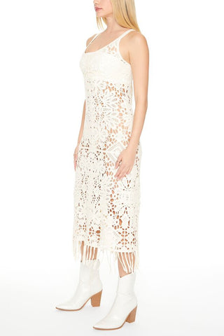 Crochet Fringe Midi Dress