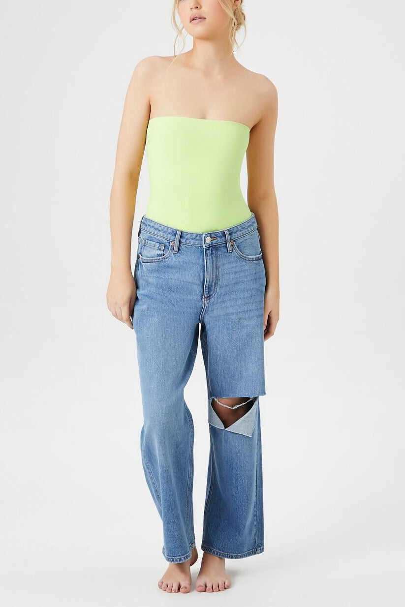  Forever 21 Seamless Tube Lingerie Bodysuit - pale-green - Bonton