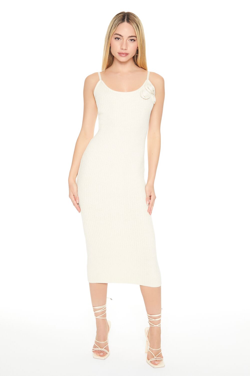  Forever 21 Crochet Rosette Cami Midi Dress - black - Bonton