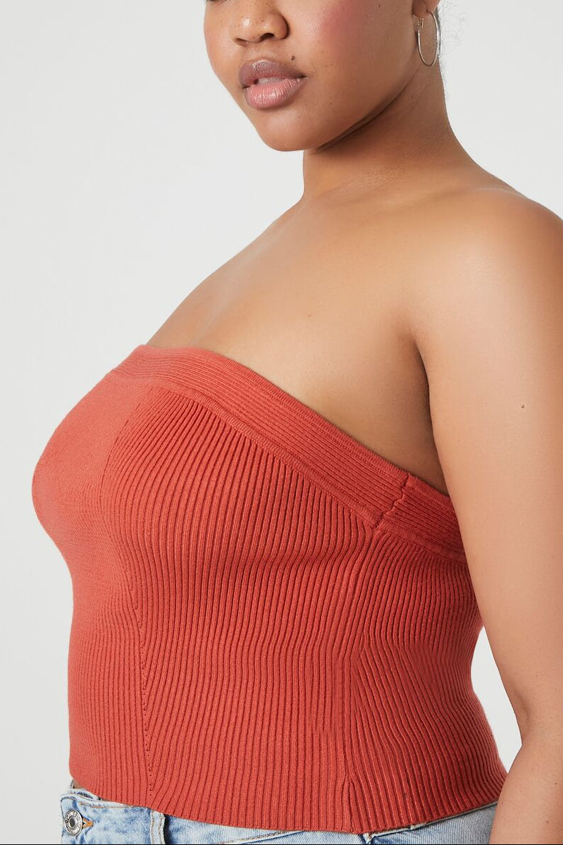  Forever 21 Plus Size Sweater-Knit Tube Top - cream - Bonton