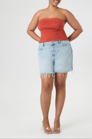 Plus Size Sweater-Knit Tube Top