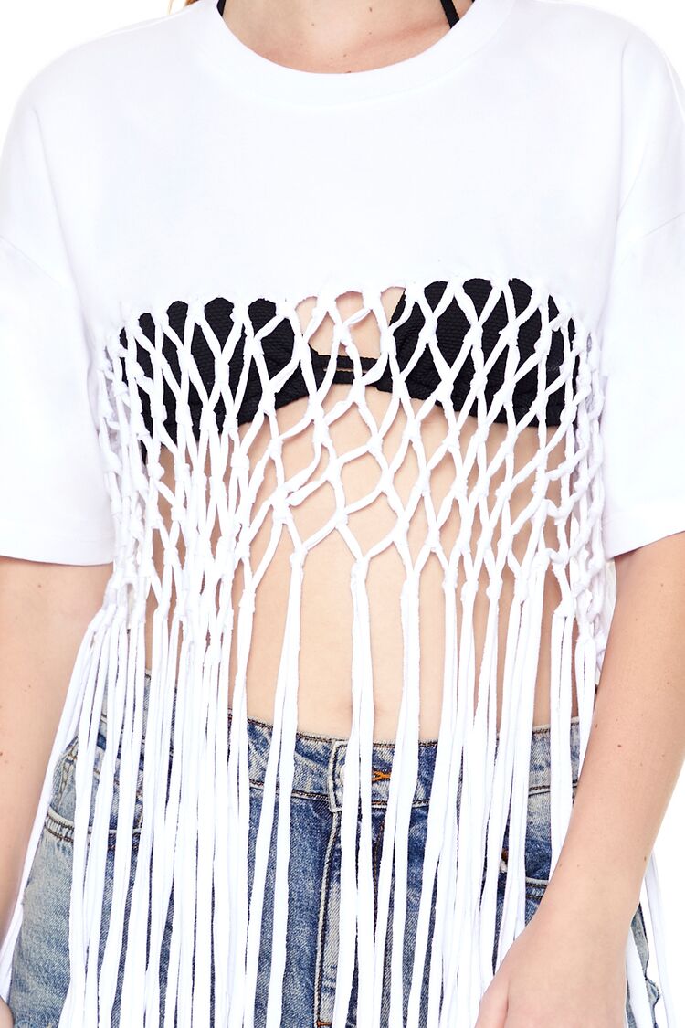  Forever 21 Crochet Fringe Tee - black - Bonton