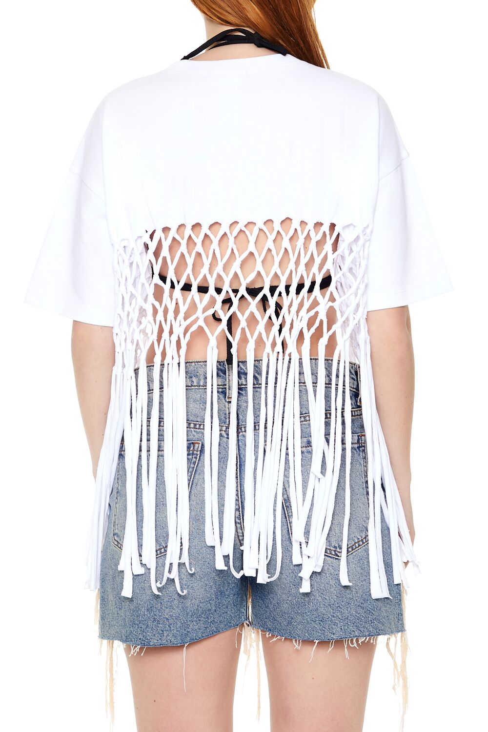  Forever 21 Crochet Fringe Tee - black - Bonton