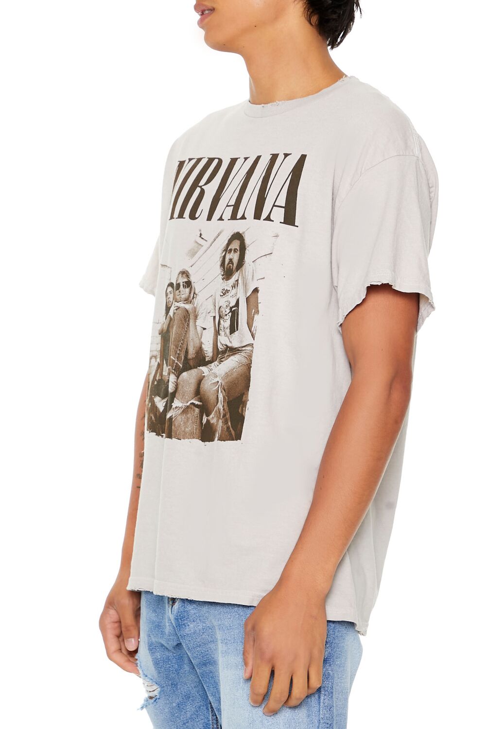  Forever 21 Distressed Nirvana Graphic Tee - taupe brown - Bonton