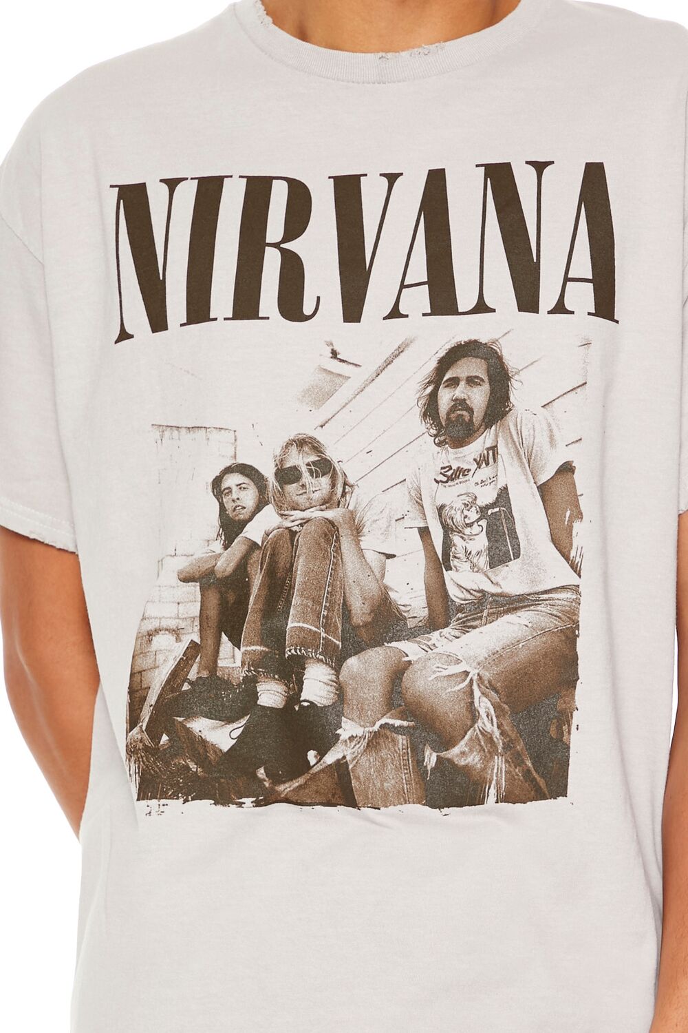  Forever 21 Distressed Nirvana Graphic Tee - taupe brown - Bonton