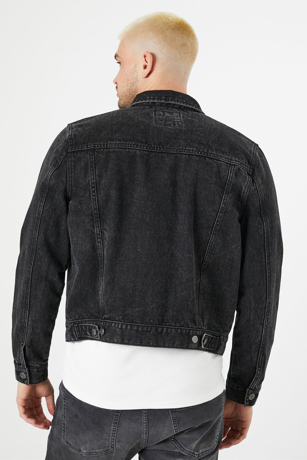  Forever 21 Classic Denim Trucker Jacket - washed-black - Bonton