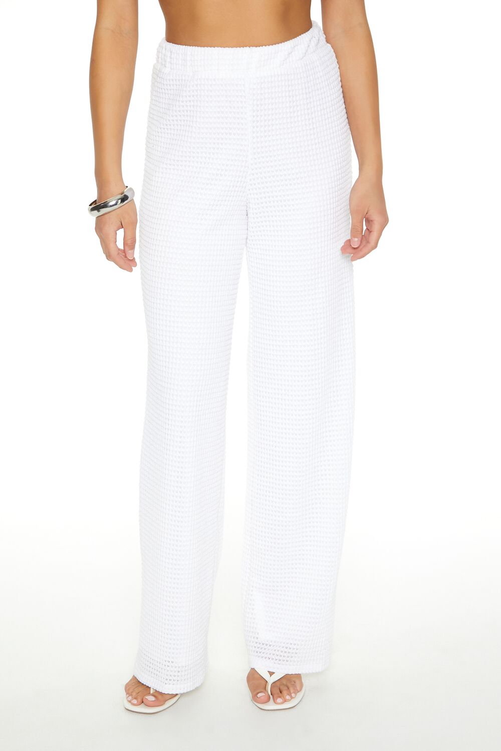  Forever 21 Crochet Straight-Leg Pants - white - Bonton