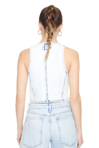 Cropped Bleach Wash Vest