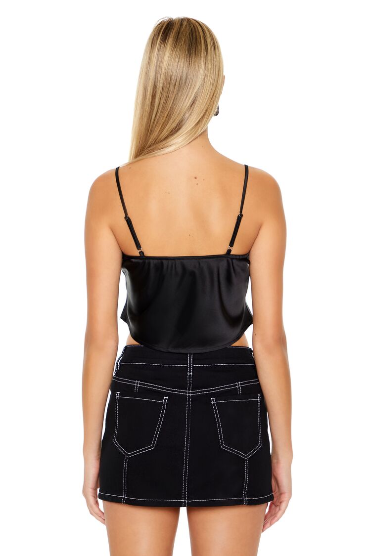  Forever 21 Lace-Trim Cropped Cami - black white - Bonton