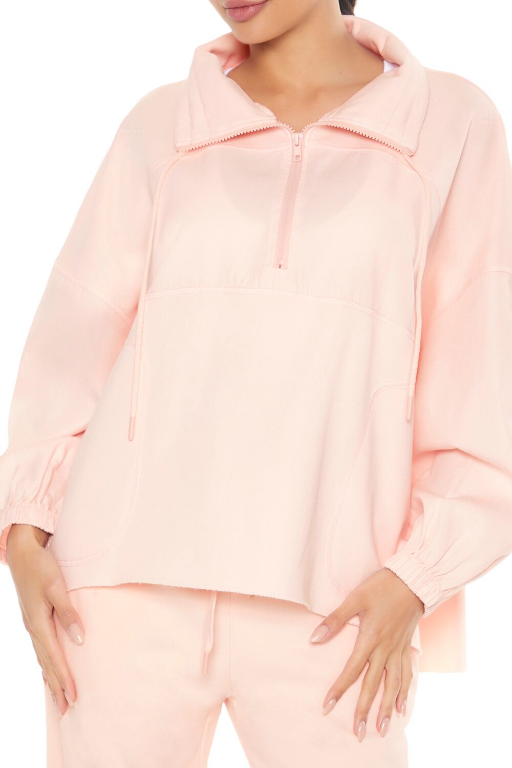  Forever 21 Active Half-Zip Fleece Pullover - nude pink - Bonton