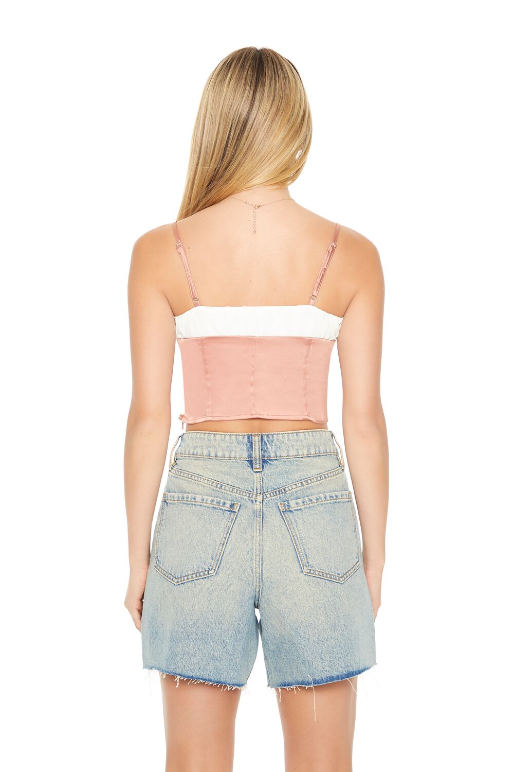  Forever 21 Cropped Satin Colorblock Cami - copper white - Bonton