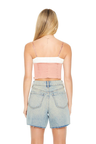 Cropped Satin Colorblock Cami