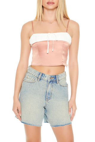 Cropped Satin Colorblock Cami