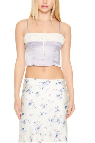Cropped Satin Colorblock Cami