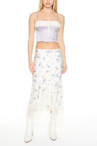 Cropped Satin Colorblock Cami