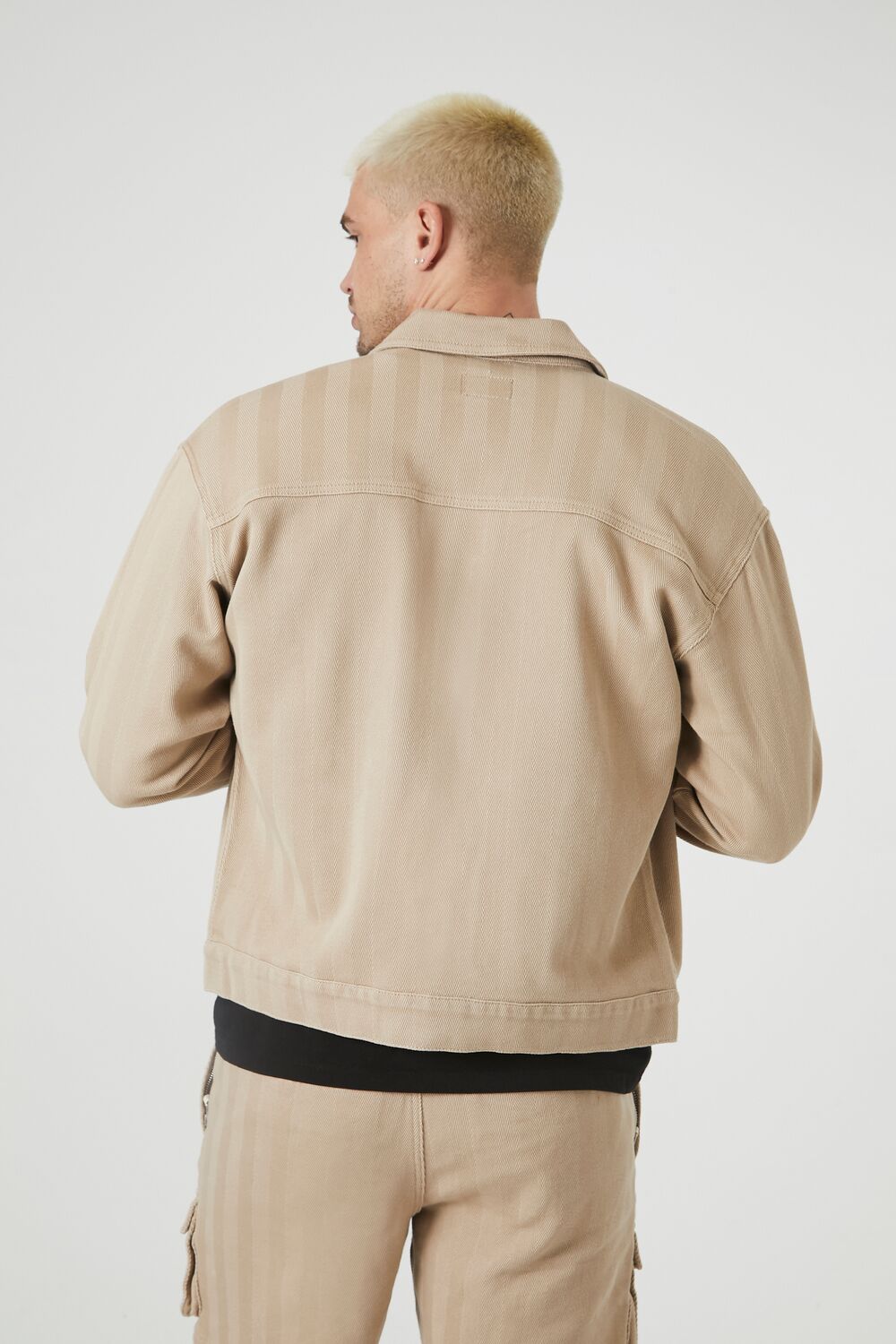  Forever 21 Textured Trucker Jacket - taupe - Bonton