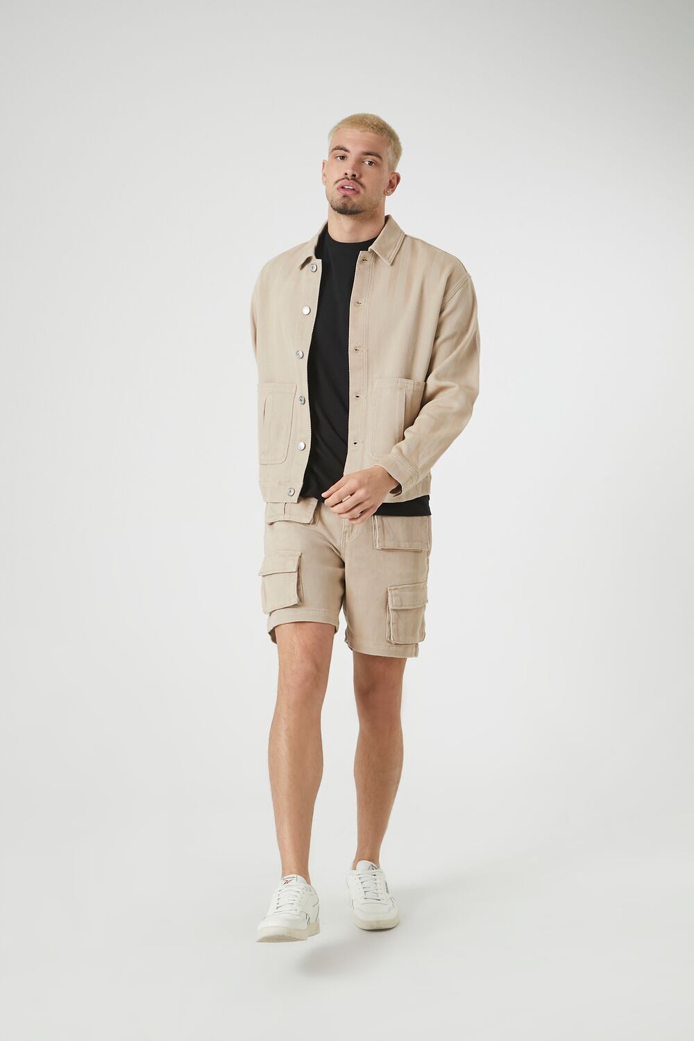  Forever 21 Textured Trucker Jacket - taupe - Bonton