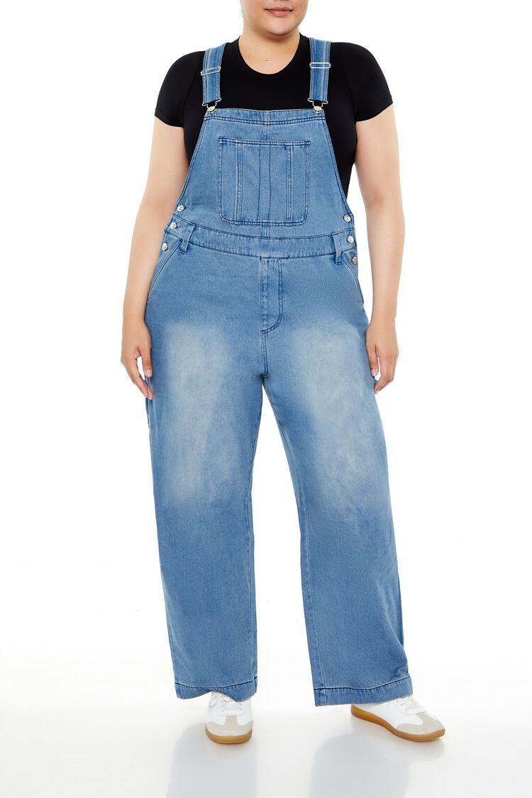  Forever 21 Plus Size Utility Denim Overalls - medium-denim - Bonton
