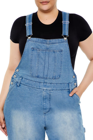 Plus Size Utility Denim Overalls
