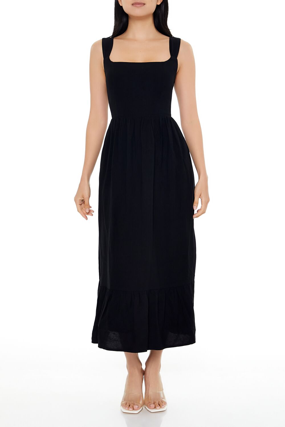  Forever 21 Square-Neck Tank Midi Dress - black-swatch - Bonton