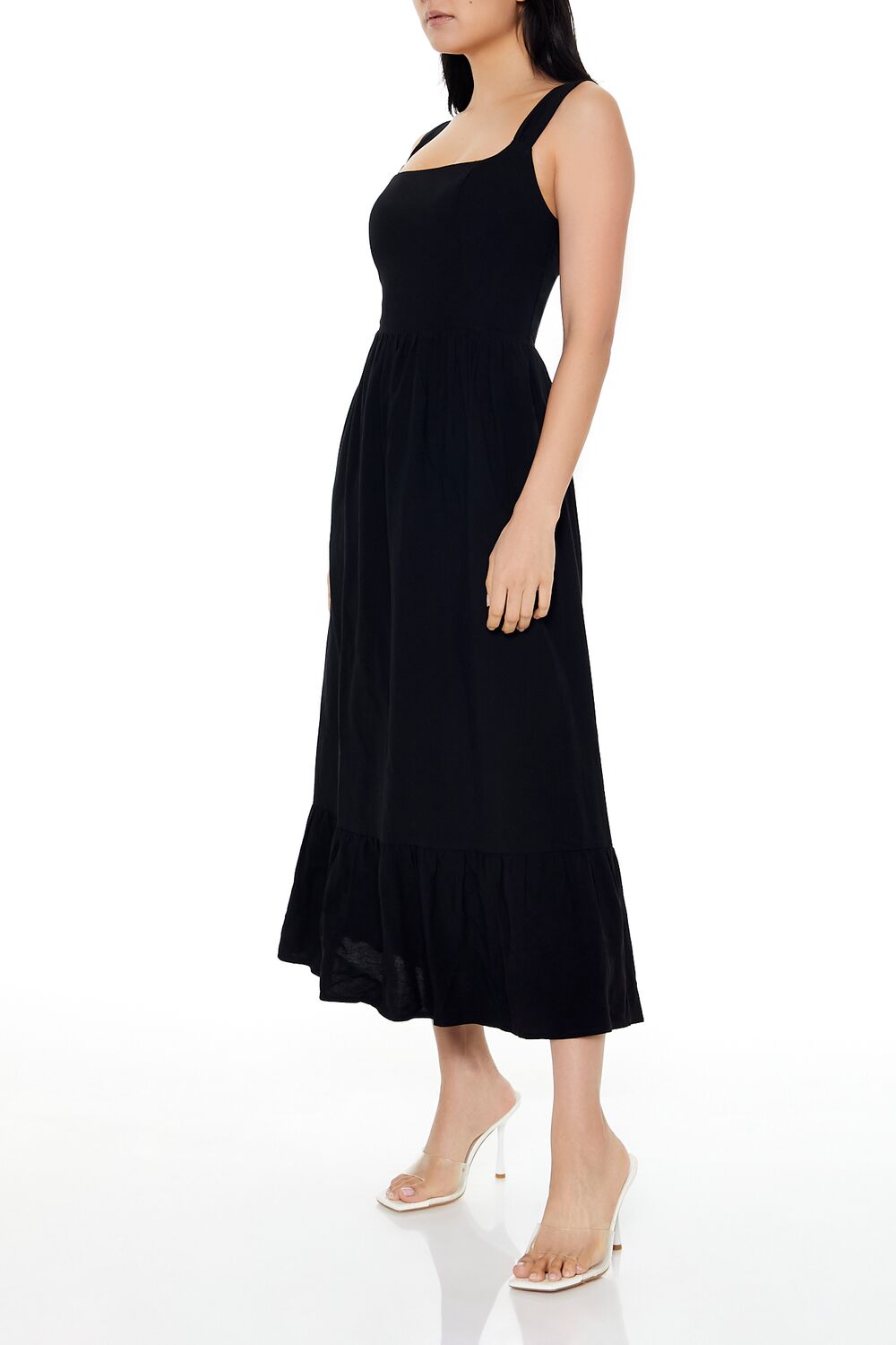  Forever 21 Square-Neck Tank Midi Dress - black-swatch - Bonton