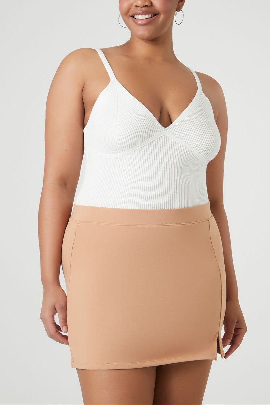  Forever 21 Plus Size Fitted Mini Skirt - carob - Bonton
