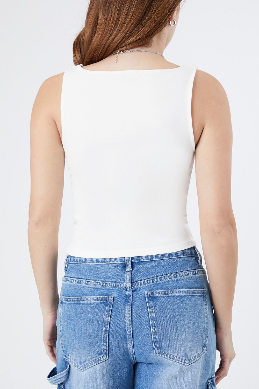  Forever 21 Ribbed Asymmetrical Tank Top - white - Bonton
