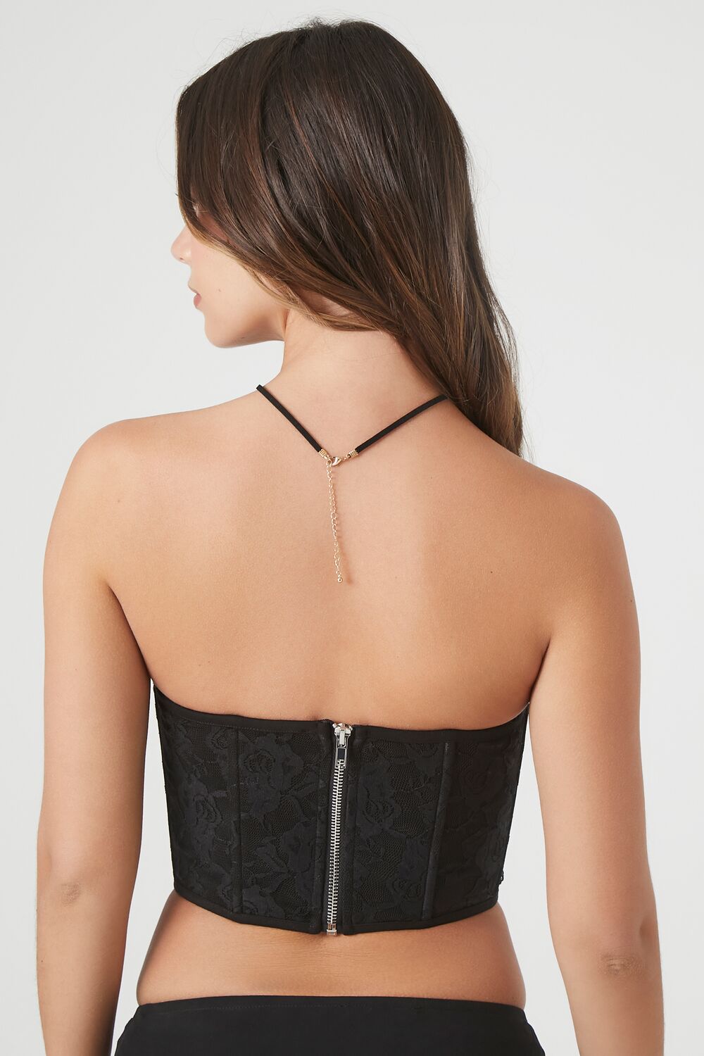  Forever 21 Mesh Corset Tube Crop Top - black - Bonton