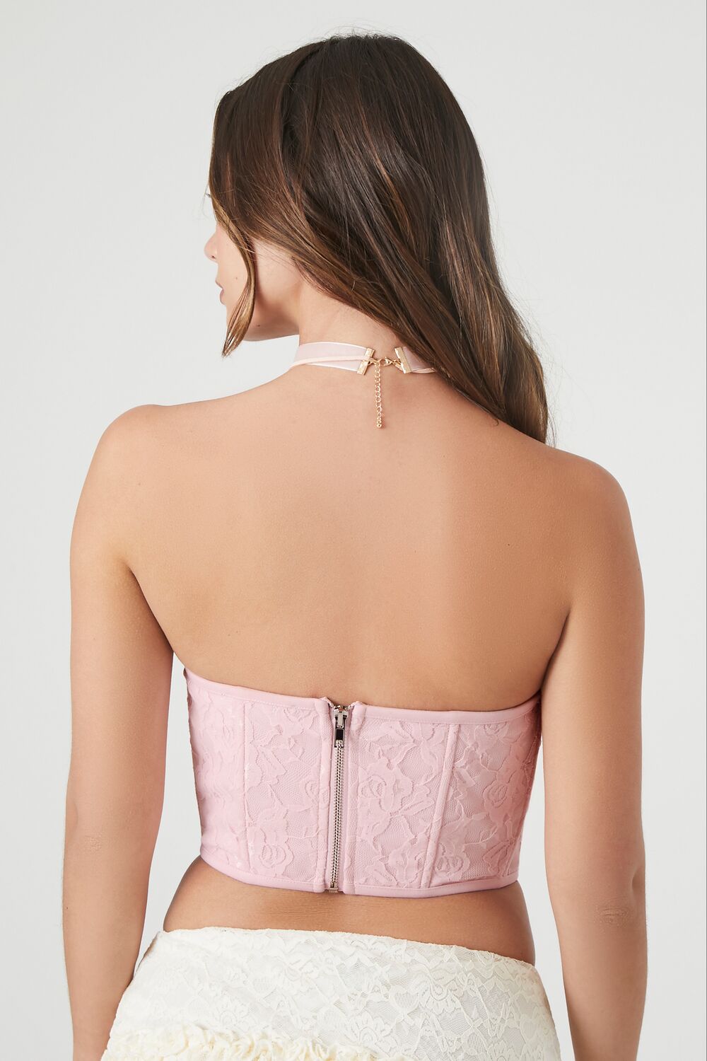  Forever 21 Mesh Corset Tube Crop Top - black - Bonton