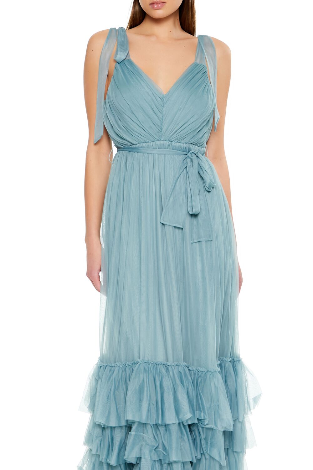 Forever 21 Tiered Ruffle-Trim Maxi Dress - blue-mist-swatch - Bonton