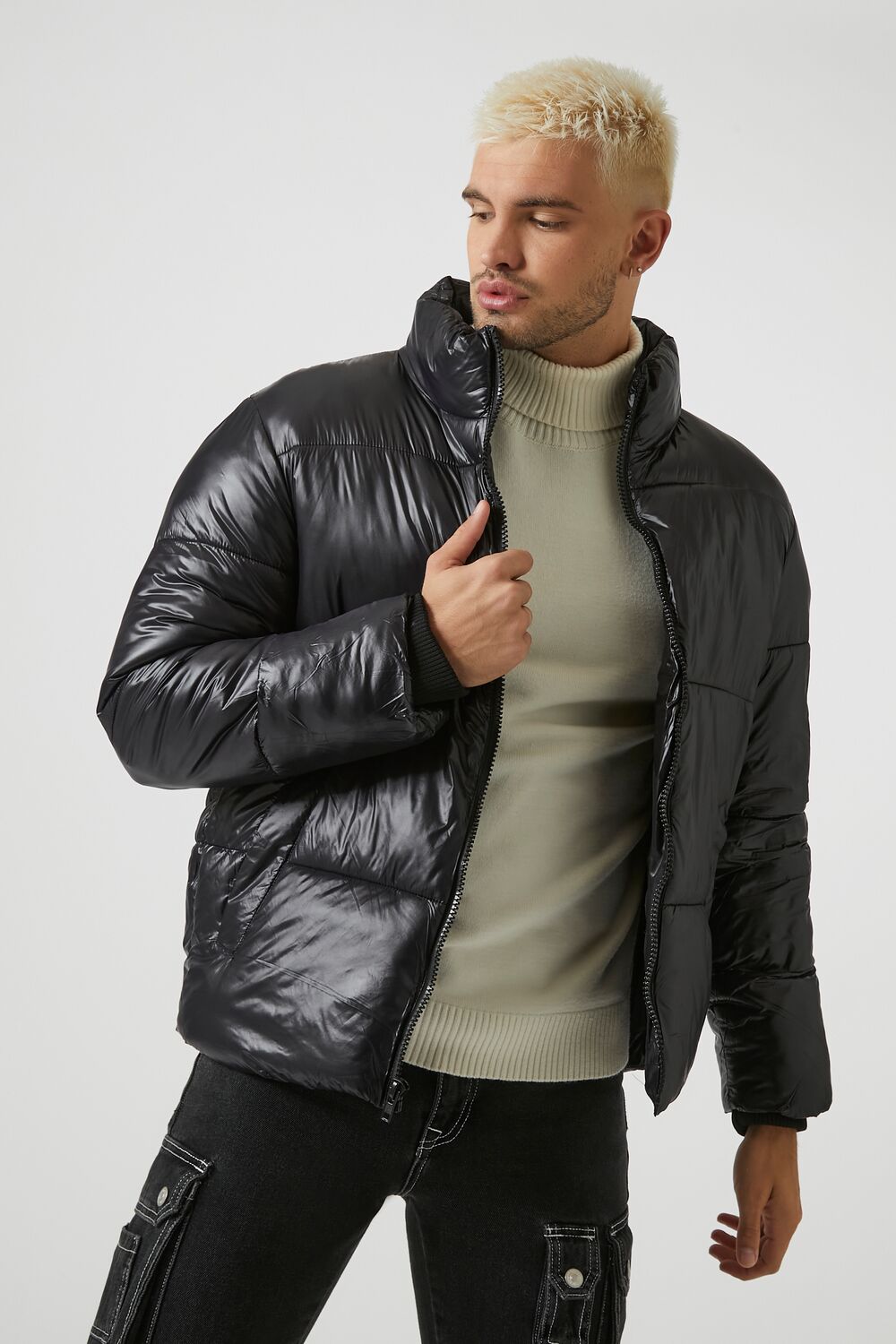  Forever 21 Quilted Puffer Jacket - black-swatch - Bonton