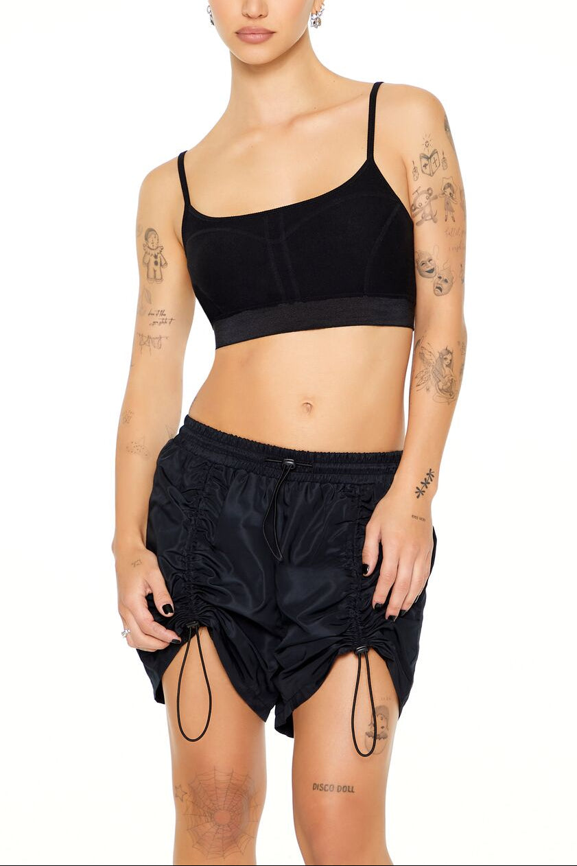  Forever 21 Ruched Toggle Drawstring Shorts - black - Bonton